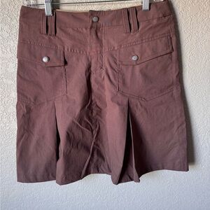 Athleta Brown A- Line  Pleated cargo Skirt with Pockets Sz 4 preppy twee sporty